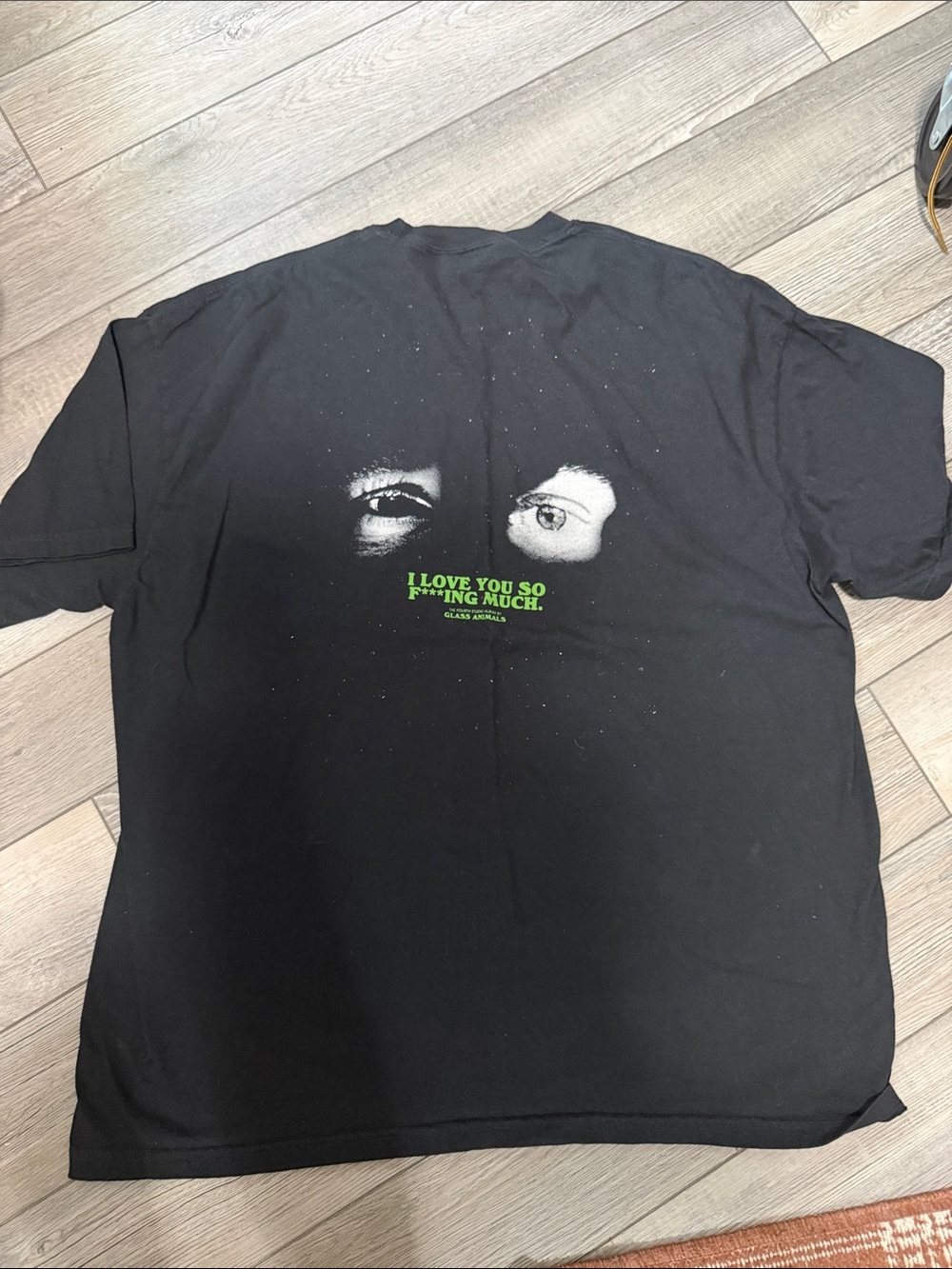 Comfort Colors Black Graphic Tee with White Eyes and Green Text